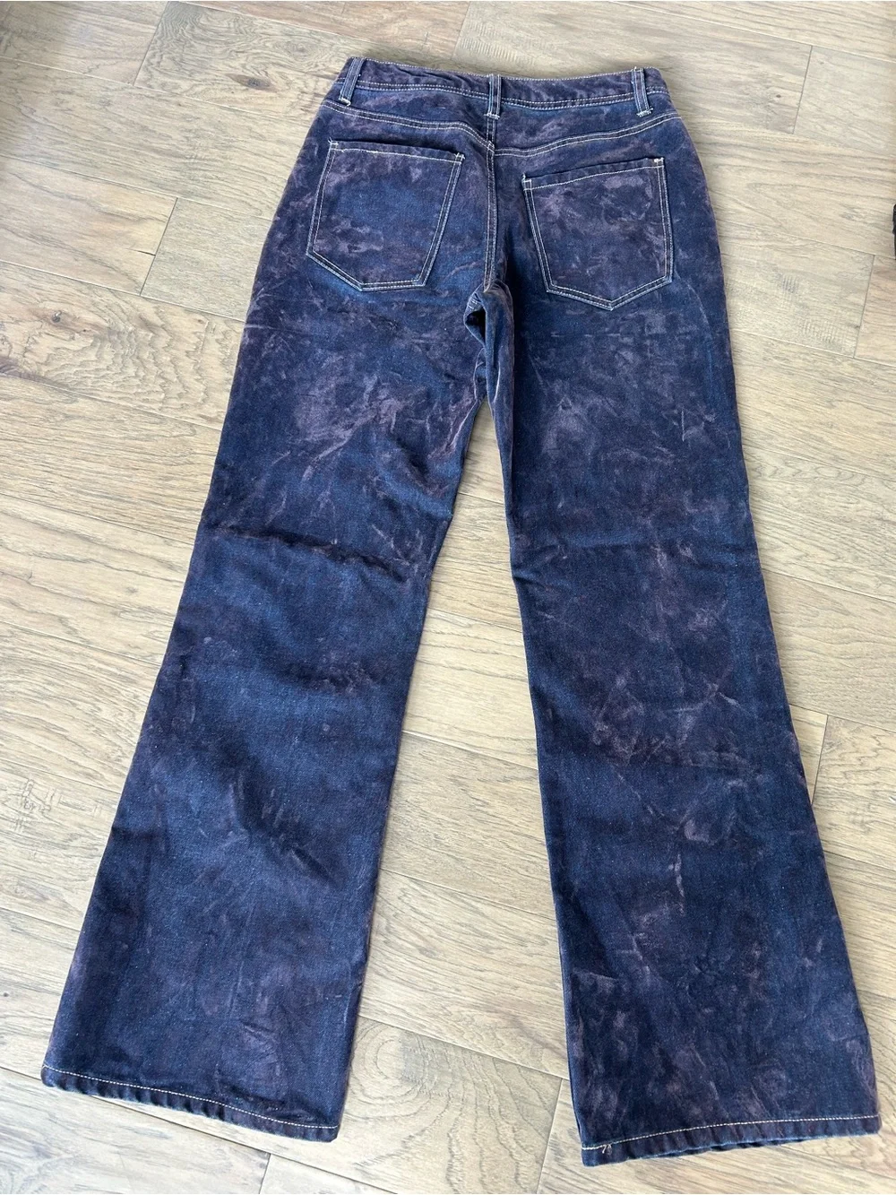 Forever 21 Dark Indigo Flocked High Rise Flare Jeans Size 27